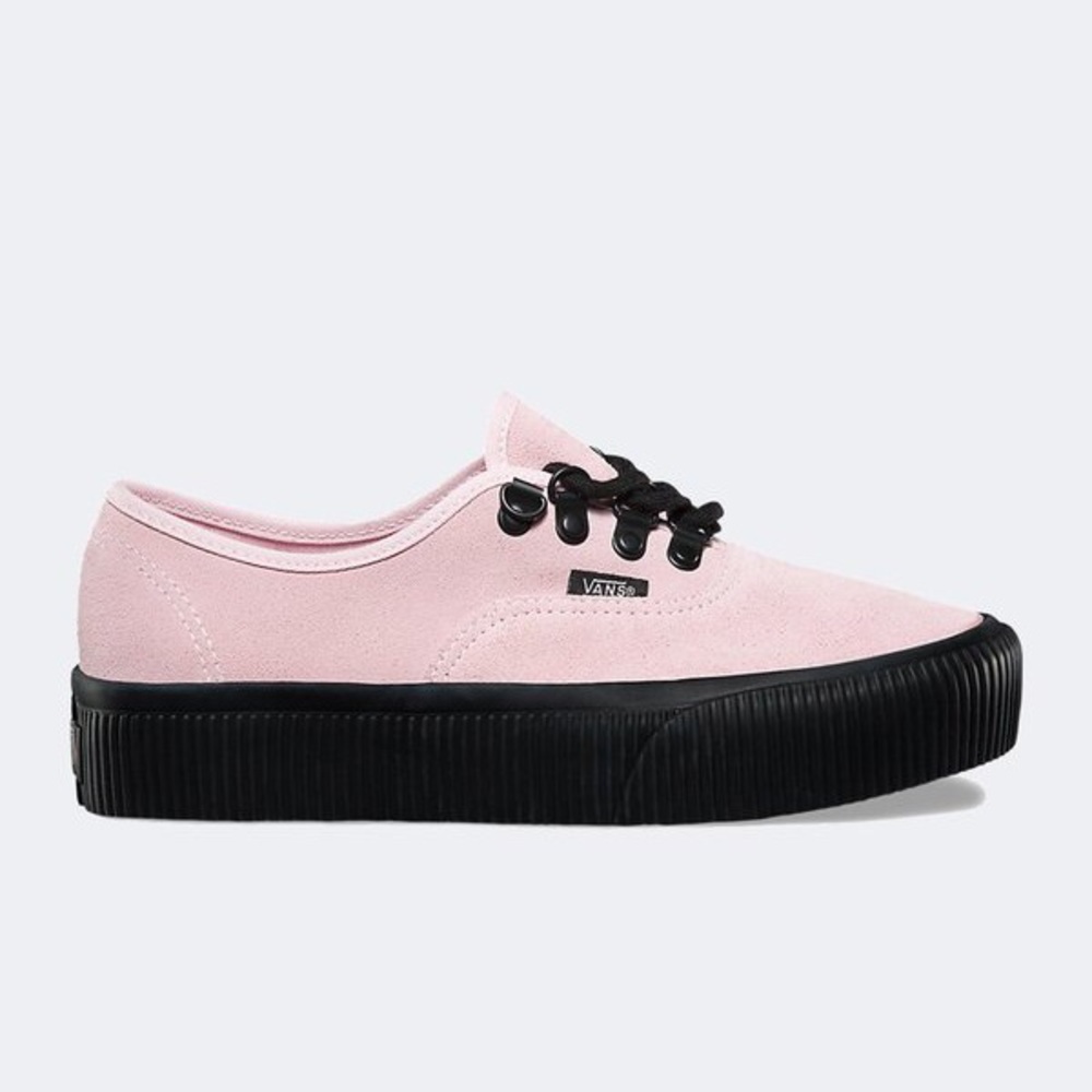 Light pink embossed platform vans